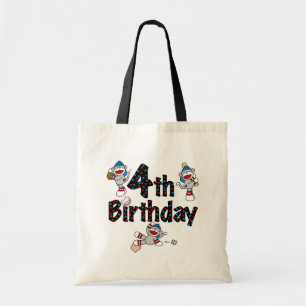 4th Sock Monkey Baseball Birthday Tote Bag