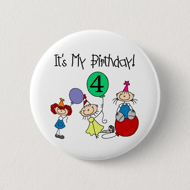 4th Stick Kids Party Birthday Tshirts and Gifts 2 Inch Round Button (Front)