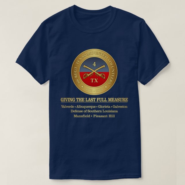 4th Texas Cavalry (battle honours) T-Shirt (Design Front)