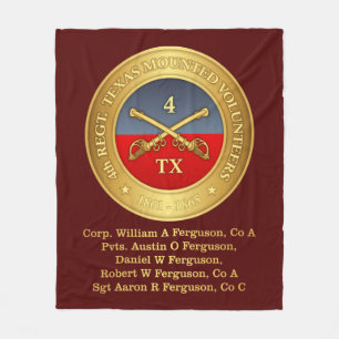 4th Texas Cavalry (Ferguson) Fleece Blanket