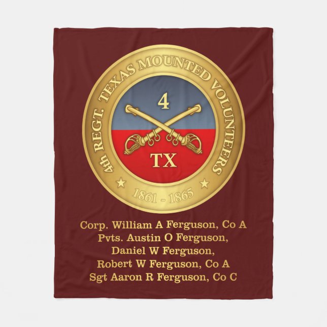 4th Texas Cavalry (Ferguson) Fleece Blanket (Front)