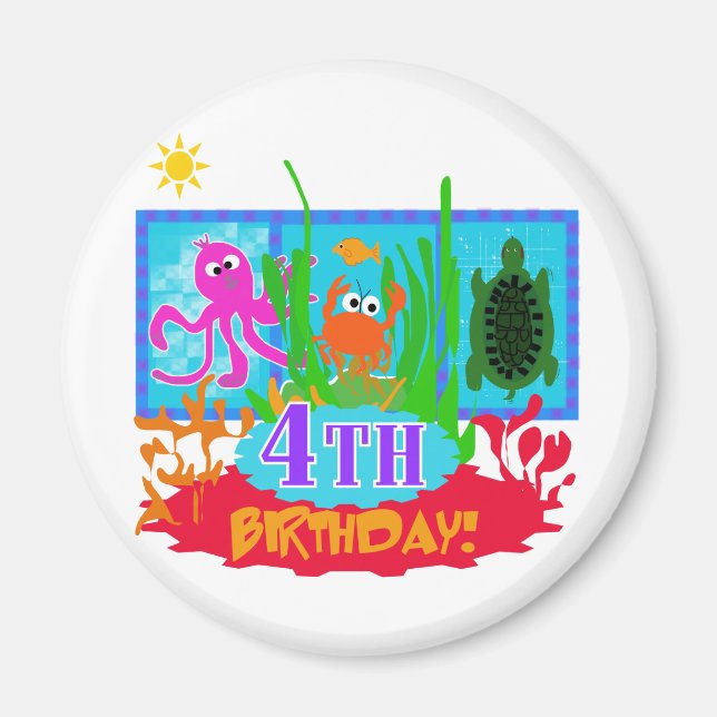 4th Undersea Adventure Birthday Tshirts Magnet (Front)