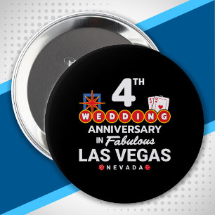 4th Wedding Anniversary Couples Las Vegas Trip 4 Inch Round Button