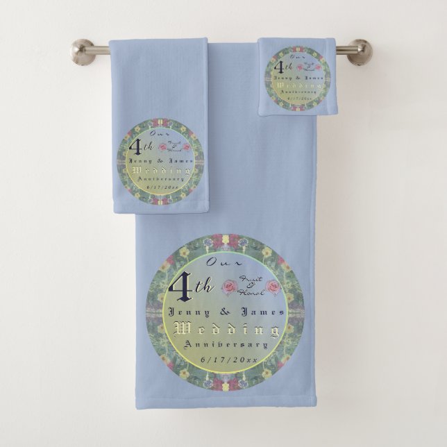 4th Wedding Anniversary Floral Towel (Insitu)
