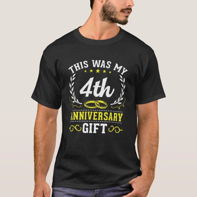 4Th Wedding Anniversary For Him Husband Her Wife T-Shirt (Front)