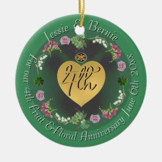 4th Wedding Anniversary Fruit Floral Photo Ceramic Ornament