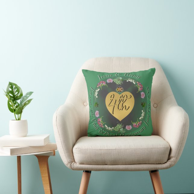 4th Wedding Anniversary Fruit Floral  Throw Pillow (Chair)