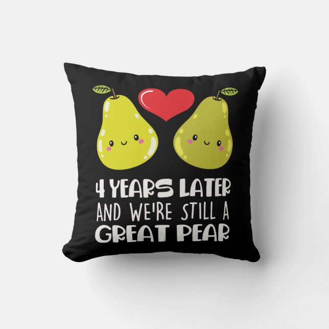 4th Wedding Anniversary Gift Married Couple Pear Throw Pillow (Front)