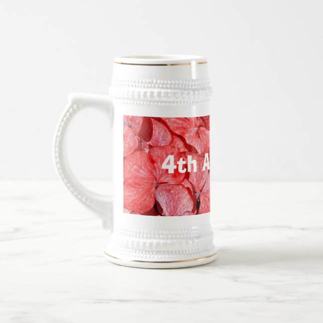4th wedding anniversary - Hydranga Beer Stein (Left)