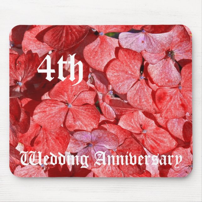 4th wedding anniversary - Hydranga Mouse Pad (Front)