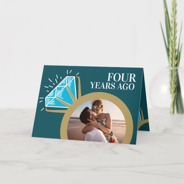 4th wedding anniversary now then photo card (Front)
