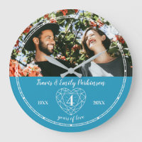 4th Wedding Anniversary outline heart blue topaz