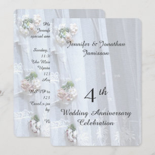 4th Wedding Anniversary Party, Vintage Lace Invitation