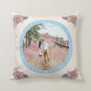 4th Yr. Wedding Anniversary Linen&Topaz Colours Throw Pillow