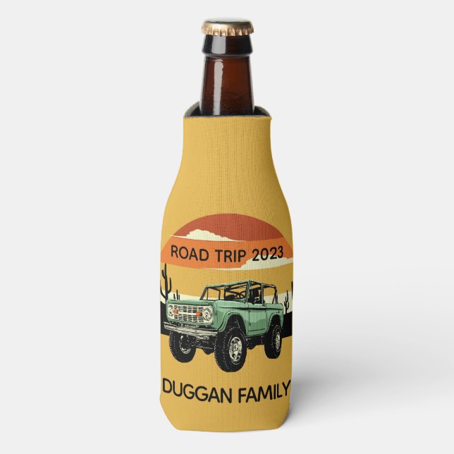 4x4 Family Adventure Personalized Custom Text Bottle Cooler (Bottle Front)