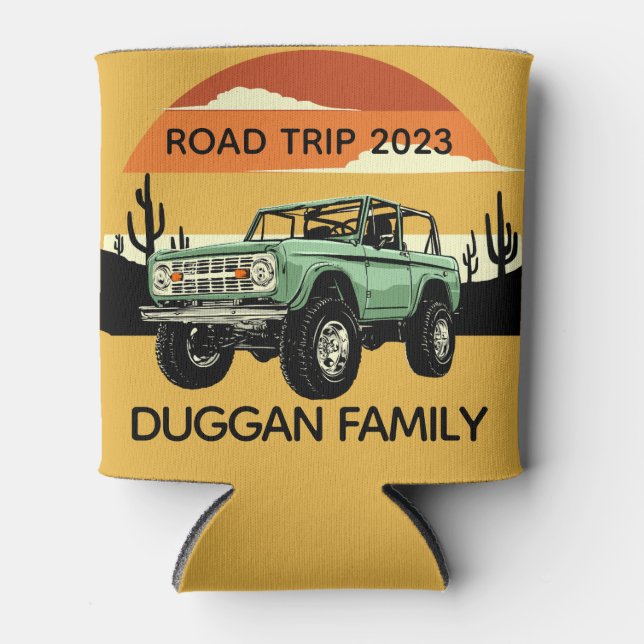 4x4 Family Adventure Personalized Custom Text Can Cooler (Front)