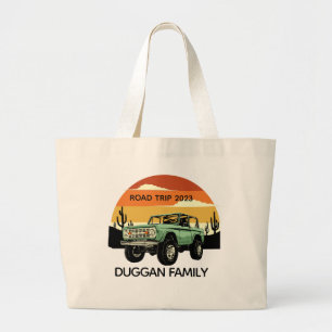 4x4 Family Adventure Personalized Custom Text Large Tote Bag
