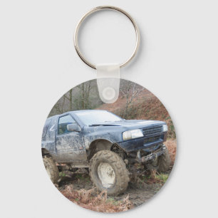 4x4 Off Roader on mud Keychain
