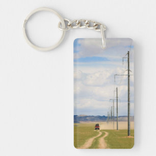 4X4 Vehicles On Dirt Road, Gobi Desert Keychain