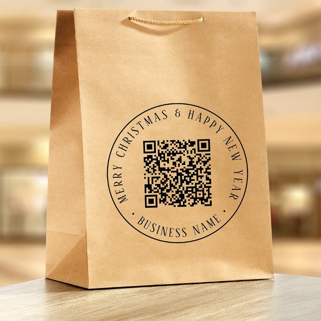4X5 Business QR Code Christmas Holiday Round Rubber Stamp (Creator Uploaded)