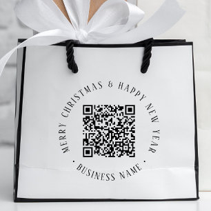4X5 Business QR Code Christmas Holiday Simple Rubber Stamp