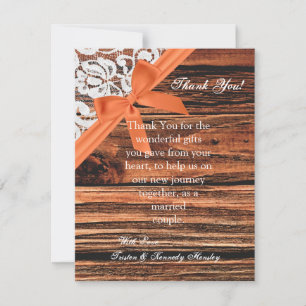 4x5 Carte de remerciements PLAT en bois et dentell