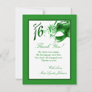 4x5 Carte de remerciements PLAT Sweet 16 Green Par