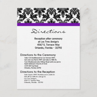 4x5 Directions Card Black Damask Purple Receptio