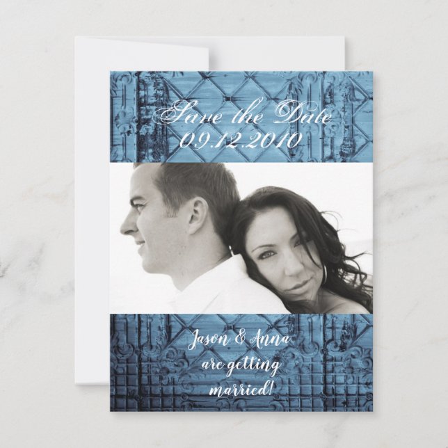 4x5 Enregistrer la carte de date Rustic Tin Panel  (Devant)