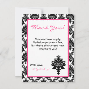 4x5 FLAT Carte de remerciements Hot rose noir Dama