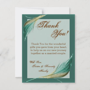 4x5 FLAT Thank You Card Animal Quail Feather Bird
