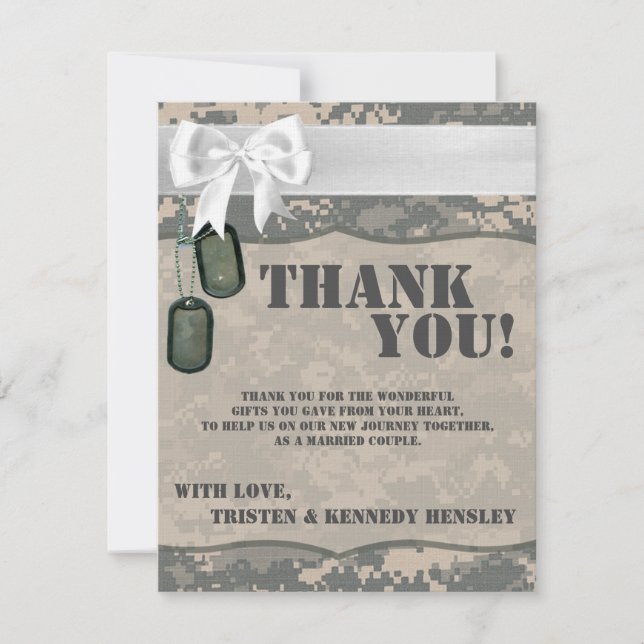 4x5 FLAT Thank You Card ARMY ACU Uniform Camo Camo (Front)