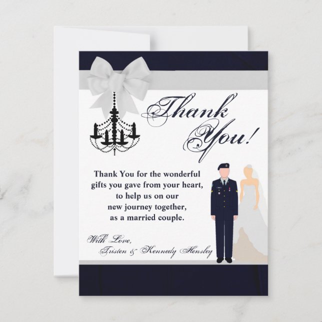 4x5 FLAT Thank You Card ARMY Uniform Blues Bride (Front)