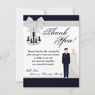 4x5 FLAT Thank You Card ARMY Uniform Blues Bride