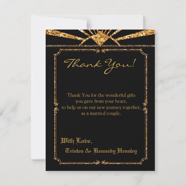 4x5 FLAT Thank You Card Art Deco Roaring 20s GATSB (Front)