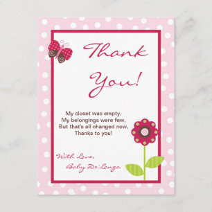 4x5 FLAT Thank You Card Berry Garden Lady Bug