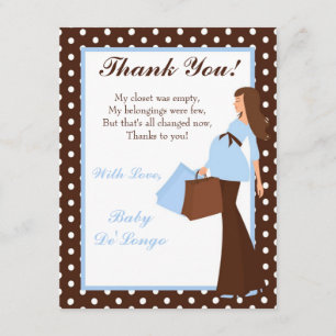 4x5 FLAT Thank you Card Blue Mod Mom Polka Dots