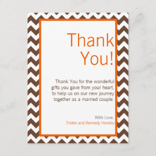 4x5 FLAT Thank You Card Brown Orange Chevron