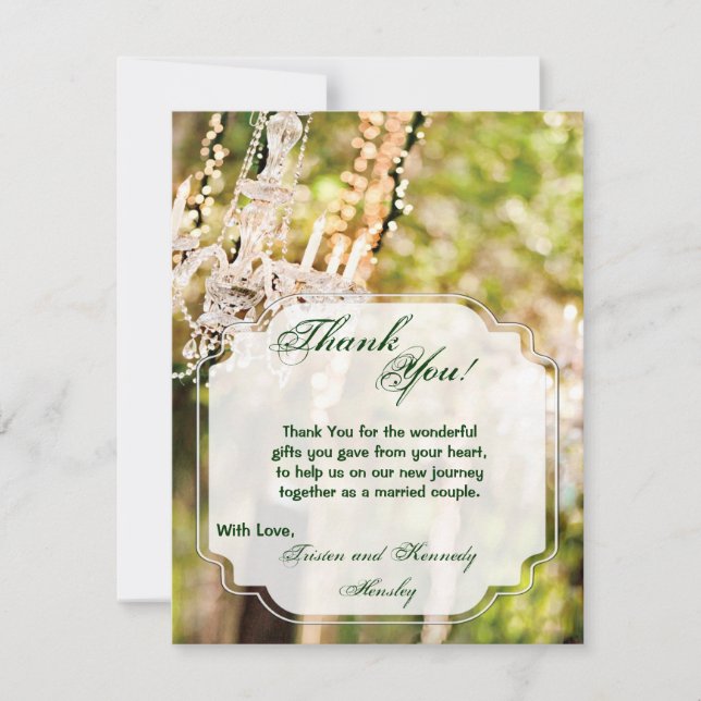 4x5 FLAT Thank You Card Chandelier in Oak Tree Chi (Front)