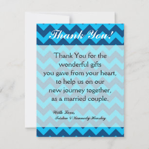 4x5 FLAT Thank You Card Chevron Blues