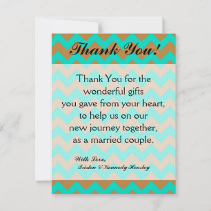 4x5 FLAT Thank You Card Chevron Brown & Seafoam