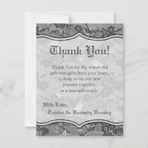 4x5 FLAT Thank You Card Country Black Lace Print