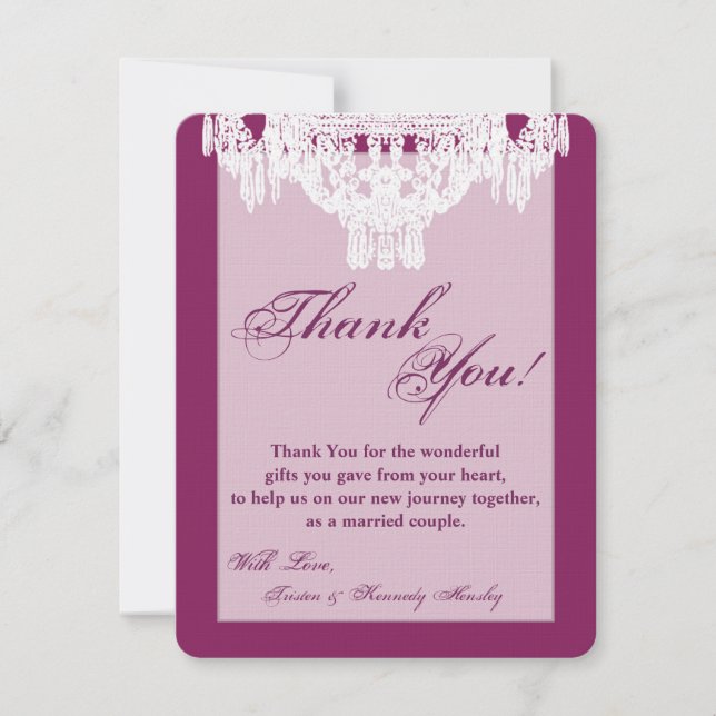 4x5 FLAT Thank You Card Crystal Chandelier Glitz (Front)