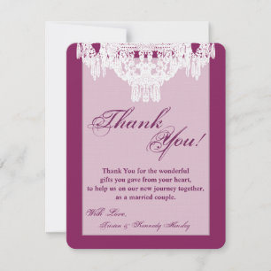 4x5 FLAT Thank You Card Crystal Chandelier Glitz