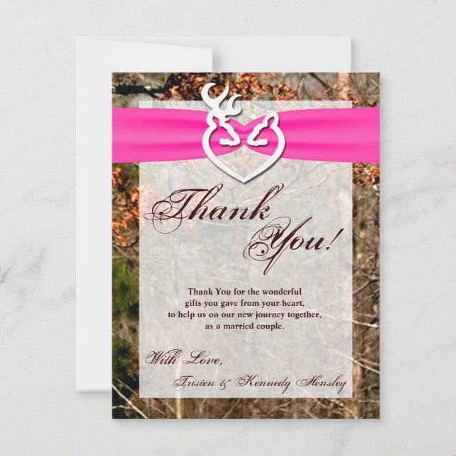 4x5 FLAT Thank You Card Deer Couple Doe Buck Cam (Front)