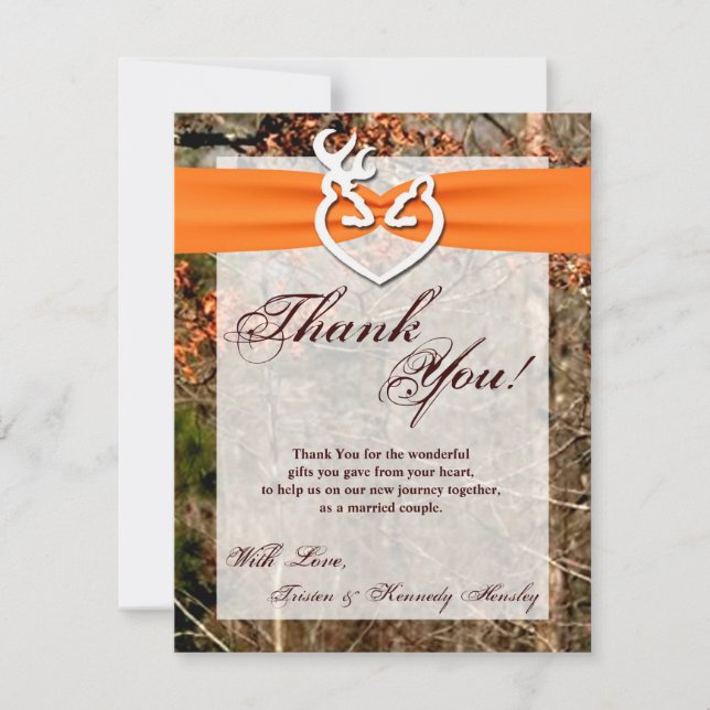 4x5 FLAT Thank You Card Deer Couple Doe Buck Cam (Front)