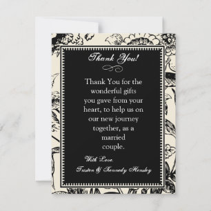 4x5 FLAT Thank You Card Floral Toile