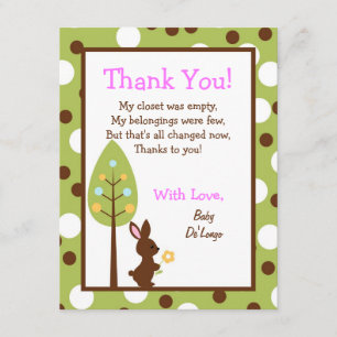 4x5 FLAT Thank you Card Forest Friends Bunny