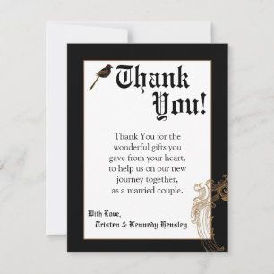 4x5 FLAT Thank You Card Formal Love Birds Pigeon