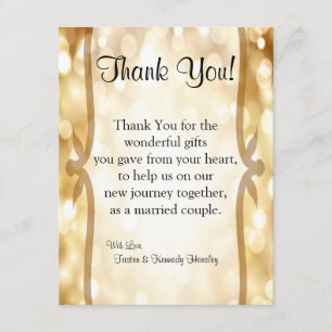 4x5 FLAT Thank You Card Glitz Gold Sparkles